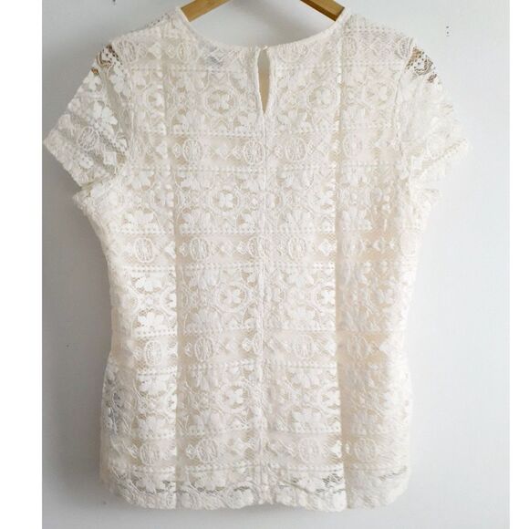 Forever 21 Cream Floral Lacey Lined Top Sz Large - Picture 5 of 16